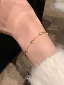 1 chiếc vòng tay bong bóng lấp lánh dành cho nữ, thiết kế bong bóng đá Zirconia sang trọng, trang sức tối giản và thanh lịch, bộ sưu tập mùa hè mới. - vòng tay kim cương tròn - Xem 7