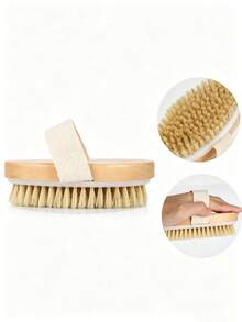 1/2 chiếc bàn chải tẩy tế bào chết toàn thân bằng lông tự nhiên, bàn chải tắm, bàn chải chà lưng, bàn chải chà cơ thể dùng được cả khô và ướt, thích hợp cho mùa tựu trường. - Màu vàng - Xem 4