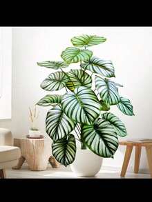 60-85-130cm / Cây nhân tạo nhiệt đới, Lá Philodendron giả cỡ lớn, Cành cây Thiên Điểu nhân tạo, Thích hợp trang trí nhà cửa, sân vườn, văn phòng trong nhà, Không kèm chậu, Trang trí phòng, Trang trí đám cưới, Trang trí nhà, Trang trí phòng ngủ - Sọc trắng - Xem 5