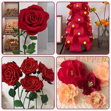 Hojas de papel crepé con alambre de hierro con flores, estambres y cinta verde para manualidades de flores de papel de regalo coloridas, papel de envolver, artesanías, decoraciones para fiestas de cumpleaños, bodas y días festivos. Se puede usar como un regalo hecho a mano para el Día de la Boda y el Día de la Madre. - multicolor - Ver 10