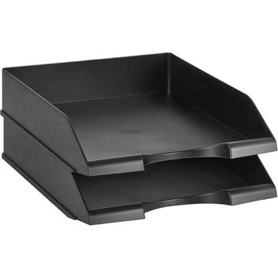 2er-Pack Rechteckiger stapelbarer Schreibtisch-Organizer, Büro-Briefablage, Aktenaufbewahrung, Papierorganizer, Schwarz