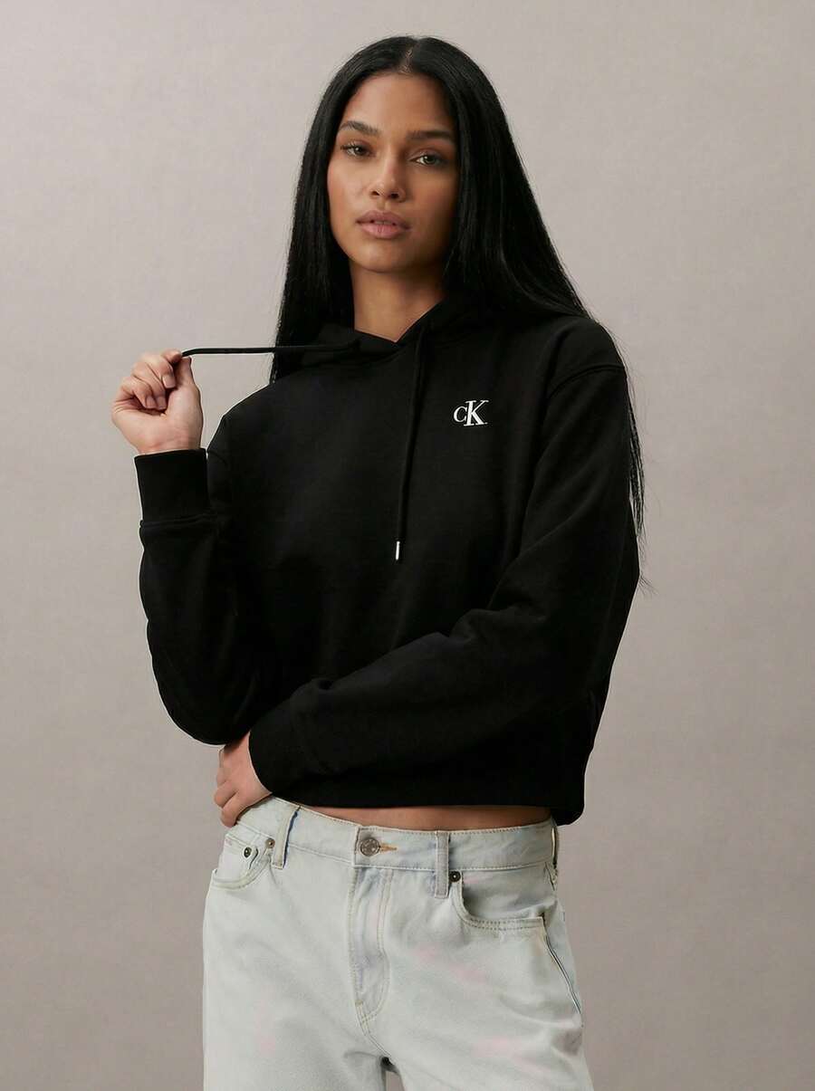 CALVIN KLEIN JEANS Women's Sweatshirts Classic Fit Soft Versatile Weekend Sports Commuting Black J20J213178-BAE - Black - View 1