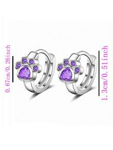 Dễ thương Thú cưng In nét mỏng & Xanh Khối Zirconia  Tai Trụ - Màu tím - Xem 4