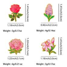 Broches femininos da série Flores Coloridas para mochilas, broches masculinos para roupas, alfinetes de liga de zinco com esmalte macio, acessórios de joalheria, presentes de Natal. - Ouro - Ver 3