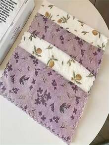 10pcs Coral Cleaning Cloths, High Absorbency Quick Dry Microfiber Wiping Cloths, Suitable For Bathroom, Car, Floral Square Country Style, Non-Shedding Soft, Holiday Cleaning Set, Brand K&A - Multicolor - View 7