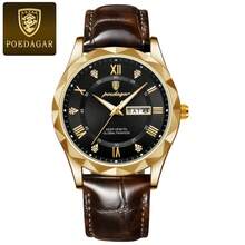 Business Man Watch Classic Black Blue Dual Calendar Display Fully Automatic Quartz Watch Built In Battery Fashion Leather Watch Birthday Gift - Multicolor - View 11