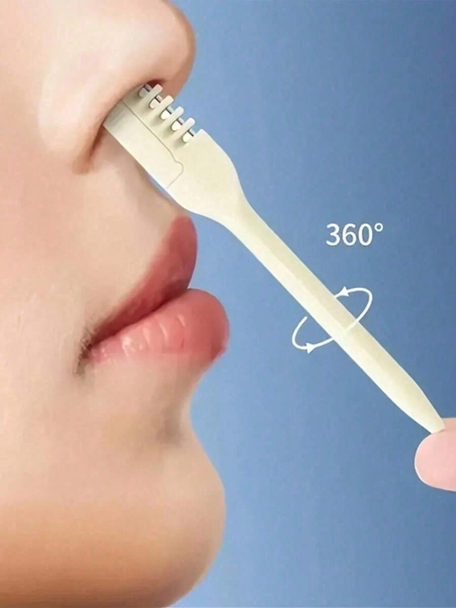4pcs/Set Portable 360° Rotating Dual-Head Gentle & Painless Nose Hair Trimmer Kit, Unisex, Precision Grooming Skin/Facial Hair Removal Tool - A - View 1