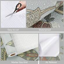 1 Roll Gray-Blue Floral Bohemian Style Wallpaper, Exquisite Interior Decoration Film, Suitable For Decorating Rooms, Kitchens And Cabinet Surfaces, Easy To Install And Remove, Handmade Stickers - Flowers - View 7