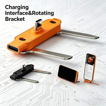 2-In-1 Type-C Super Fast Charging Adapter With Rotatable Invisible Phone Holder, Data Transfer, Compatible With IPhone 17 Pro Max/17 Pro/17/Air/16/15, S25/S24/S23/S22/S21/S20 Series