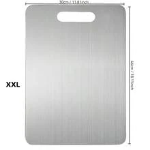Stainless Steel Silver Color Cutting Board, Dual-Sided Kitchen Chopping Board, Suitable For Raw Meat, Poultry, Fish, Odor-Resistant, Stain-Resistant, Anti-Rust, Minimalist Design, Can Replace Traditional Meat Cutting Board, Suitable For Meat, Vegetables, Fruits, Essential For Modern Kitchen, Easy To Clean With Water.This Kitchen Cutting Tool Set Can Also Be Used As A Pizza Plate, Cheese Board, Serving Tray, Bread And Cookie Board. - Multicolor - View 3