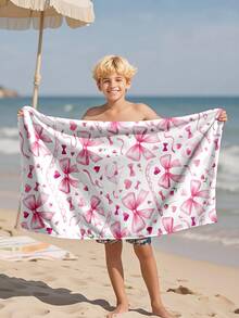 1pc Pink Bow Kids Beach Towel, Super Soft Microfiber Extra Large Beach Blanket, Super Absorbent Bath Towel, Suitable For Travel, Swimming Pool, Diving, Surfing, Yoga, Camping, Available In Multiple Sizes, Beach Accessories - Multicolor - View 7