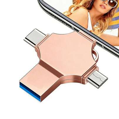 4-in-1 IOS Certified 512GB USB แฟลชไดรฟ์, แท่งเก็บรูปภาพ, ความเร็วสูงสำหรับสมาร์ทโฟน/Android/คอมพิวเตอร์