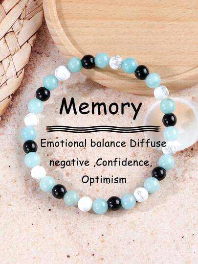 YAUKIA Bohemio Natural Stone Momory Bracelet , Howlite & Obsidian , It's A Calming Stone That Encourages Relaxation , Helps To Prevent The Drain Of Personal Energy , Yoga Meditation Jewelry For Women And Men , Perfect Gift For Mother's Day And Father's Day