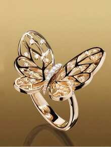 1 pieza Anillo de libélula de circonita cúbica lindo, regalo del Día de San Valentín para mujeres, joyería para fiesta de aniversario de boda - 1# - Ver 14