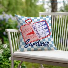 MEMNUN 1 pieza Funda de almohada con estampado de lata de sardinas vintage [sin relleno de almohada], 17.7*17.7in(45*45cm)/19.69*19.69in(50*50cm)/15.75*15.75in(40*40cm), [Impresión de un solo lado] Funda de almohada decorativa a cuadros romboidales con SARDINAS para sofá, cama, sala de estar, dormitorio, coche, oficina, hotel, todas las estaciones, regalo perfecto para familiares y amigos - Multicolor - Ver 7