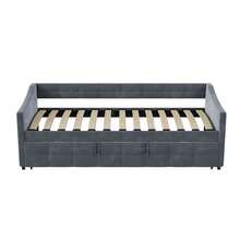 Superaly Canapé-lit extensible 90 x 200 cm, méridienne, lit multifonctionnel, lit capitonné, lit gigogne avec sommier à lattes et do-ssier, velours, sans matelas, gris - Gris - Voir 9