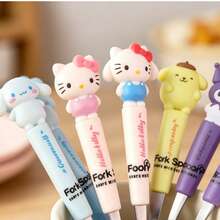 2pcs Sanrio Stainless Steel Portable Cutlery Set, Cute Cartoon Tableware Spoon Fork, Outdoor Travel Utensils - Multicolor - View 4