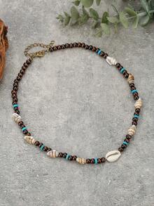 Summer Vacation Wooden Shell Bead Boy's Fashion Beach Handmade Choker Necklace Accessory Jewelry Party Gift - Multicolor - View 2