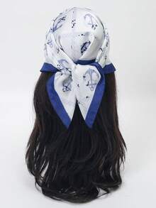 1pc Women's Geometric Pattern Bandana Scarf, Versatile Daily Wear - Multicolor - View 9