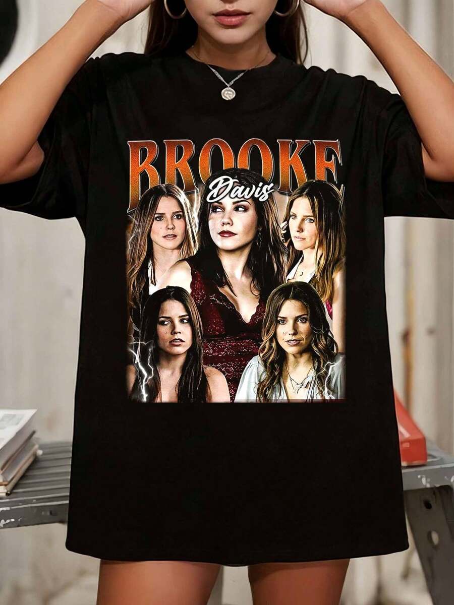 Limited Brooke Davis Shirt, One Tree Hill Vintage Unisex Heavy Cotton Tee - Black - View 1
