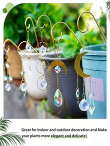 8 Inch Indoor Outdoor Plant Hanger With Colorful Crystal Pendant, Gold Pendant Plant Hanger Suitable For Potted Plants - Multicolor - View 5