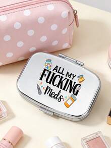Square Medicine Box With Capsule, Pill, Letter And Bottle Patterns, Portable Medication Storage Compartment, Mini Metal Storage Box, Portable Jewelry And Medication Box, Travel Medicine Box, Large Capacity Compartment, Weekly Medication Classification Box, Suitable For Daily Medication And Vitamins, Essential Items For Doctors And Nurses, Emergency Needs, Travel, Hiking Emergency Rescue - Multicolor - View 6