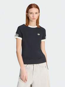 Adidas Originals 女子 ORIGINALS DOUBLE LAYERED CALI T-SHIRT 雙層運動修身短袖圓領T卹KW4528 - 黑與白 - 查看 2