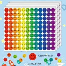 Pacote com 10 adesivos de rostos com estampa de arco-íris, adesivos fofos de bolinhas, etiquetas autoadesivas ideais para scrapbooking, diários, atividades em sala de aula e artesanato. - Multicolorido - Ver 8