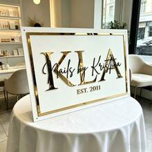 Custom Acrylic Commercial Signage | Acrylic Logo Signage | Welcome Signage | Salon Signage, Custom Acrylic Commercial Logo Signage: Modern Office Decor, Custom 3D Acrylic Logo Signage (Suitable For Door Or Wall), Modern Salon Signage With Stand, Commercial Signage - Multicolor - View 4