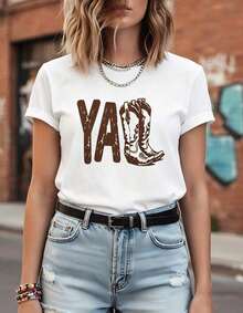 Tricou Yall 100% bumbac, tricouri western, tricouri country, tricouri cu cizme de cowboy, cămașă de cowgirl, cămașă amuzantă Texas Ranch Life, tricouri Texas State, tricou bărbătesc - alb - Vizualizare 4