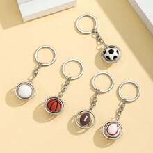 1pc World Cup Sports Style Rotating Keychain, Includes Basketball, Football And Rugby Designs, Metal Commemorative World Cup Keychain Pendant, Suitable As A Small Gift For Friends And Family - Multicolor - View 6