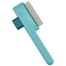 A 1 Piece Pet Comb, Flea Comb For Cats And Dogs, Stainless Steel Round-Tooth Cat Comb With Release Button, Self-Cleaning Pet Comb, Suitable For Removing Pet Hair, Tangled Hair, And Loose Hair - 1L - View 5