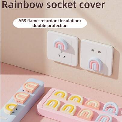 8pcs (4pcs Double Hole + 4pcs Triple Hole) Colorful Rainbow Outlet Covers, Home Electrical Socket Protectors, Switch Plug Safety Covers, Suitable For Household Socket Protection