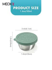 Meoky 6個 1.6盎司不鏽鋼醬料杯附防漏矽膠蓋，可重複使用的小型調味料容器，便攜式沙拉醬杯，適用於便當盒、野餐、旅行、廚房收納 - 莫蘭迪色 - 查看 9