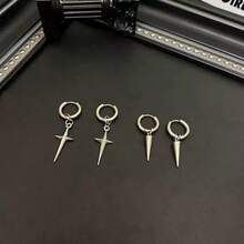 Conjunto de pendientes para mujer, pendientes con borlas de estilo gótico punk emo coreano unisex, pendientes de acero inoxidable plateado para mujer, adecuados para bodas, novias, fiestas, uso diario, cosplay, fotografía, fiestas en la playa, Día de San Valentín, Día de la Madre, Día del Padre, vuelta al colegio, personalidad de moda, asequible, pendientes de aro, milenio, pendientes plateados, artista de perforación, perforación del cartílago de la oreja, perforación, pendientes de mujer, pendientes colgantes, pendientes colgantes, perforación corporal - Plateado - Ver 9