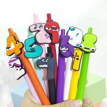 Bộ 10 bút bi gel hình nhân vật hoạt hình kỹ thuật số dễ thương, mực đen khô nhanh 0.5mm, thích hợp làm đồ dùng học tập, văn phòng phẩm và quà tặng văn phòng phẩm mùa tựu trường. - Nhiều màu - Xem 6