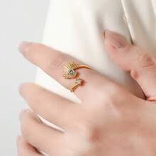1pc Zirconia Demon Eye Design Open Ring, Versatile Luxury Elegant Style Jewelry Accessory, Suitable For Both Men And Women, Gift - Style a - View 2
