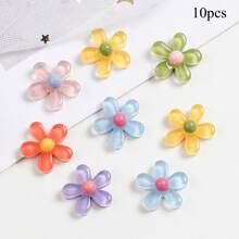 5/10pcs Colorful 5-Petal Flower Fridge Magnets, Translucent Resin Flower Fridge Stickers, Suitable For Home, Room, Kitchen, Dishwasher And Office Desk Decor - Multicolor - View 10