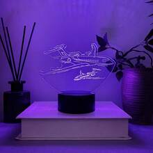 1 pieza Luz de noche creativa 3D, con forma de avión, control táctil de 7 colores cambiantes, gran regalo para amantes de los modelos de avión, cumpleaños, vacaciones, lámpara de ambiente - Multicolor - Ver 1