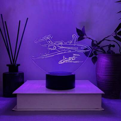 1 chiếc đèn ngủ 3D sáng tạo, hình máy bay, điều khiển cảm ứng đổi 7 màu, món quà tuyệt vời cho người yêu thích mô hình máy bay, thích hợp làm quà sinh nhật, quà ngày lễ, đèn trang trí.