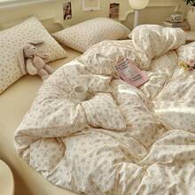 Bộ 3 món 100% Polyester họa tiết hoa biển màu cam, gồm 2 vỏ gối và 1 vỏ chăn (không bao gồm ruột chăn và ga trải giường). - Đại dương Cam - Xem 5
