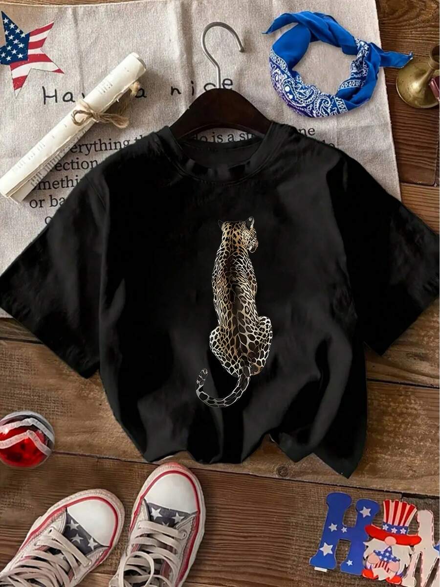 Casual Short-Sleeved T-Shirt With Round Neck And Lettering, Perfect For Summer And Spring, Designed For Women. - Black - View 1