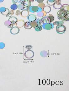 100pcs Colorful Ring Ribbon Decorations, Suitable For Wedding, Birthday Party, Desk Decor, Back To School, Valentine's Day, Bachelor/Bachelorette Party - Multicolor - View 3