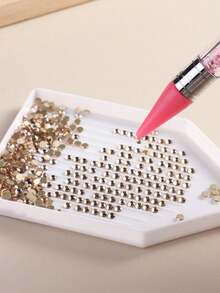 Bandeja de clasificación de diamantes de plástico para arte de uñas | Bandeja organizadora de rhinestones DIY Herramientas de accesorios de diamantes Suministros para salón de uñas - Blanco - Ver 7