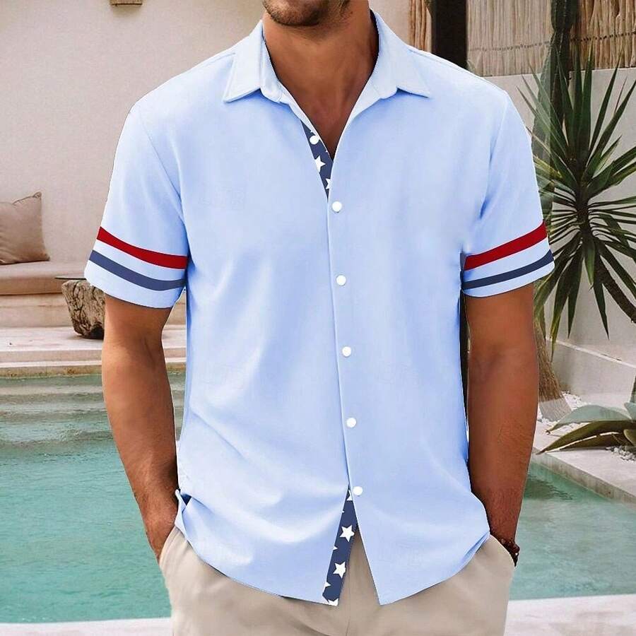 America's 250th Anniversary Independence Day Men's American US Flag Patriotic Fourth Of July Shirt Summer Shirt Button Up Shirt Short Sleeve Fashion Casual Holiday Summer Spring Turndown 3D Print - A508D-AL25283 - 查看 1