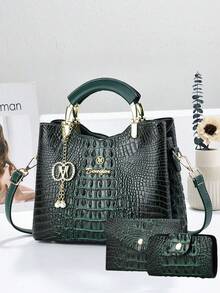Bộ túi xách 3 món mẹ con được ưa chuộng nhất năm nay, túi tote nữ cỡ lớn cổ điển, túi xách jacquard cao cấp thanh lịch dành cho nữ. - Màu Hồng Tươi - Xem 4