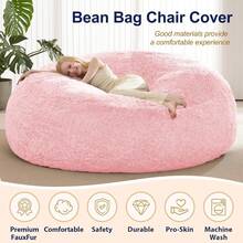 Ultra Soft Faux Fur Bean Bag Cover For Stuffed Animals Storage - Large 6FT Washable Plush Toy Organizer For Kids Adults Teens - Cozy Pink Beanbag Chair Cover (No Filler Included) - Chỉ có bìa màu hồng - Xem 4