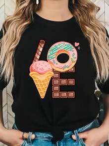 Dam-T-shirts - Svart - Visa 1