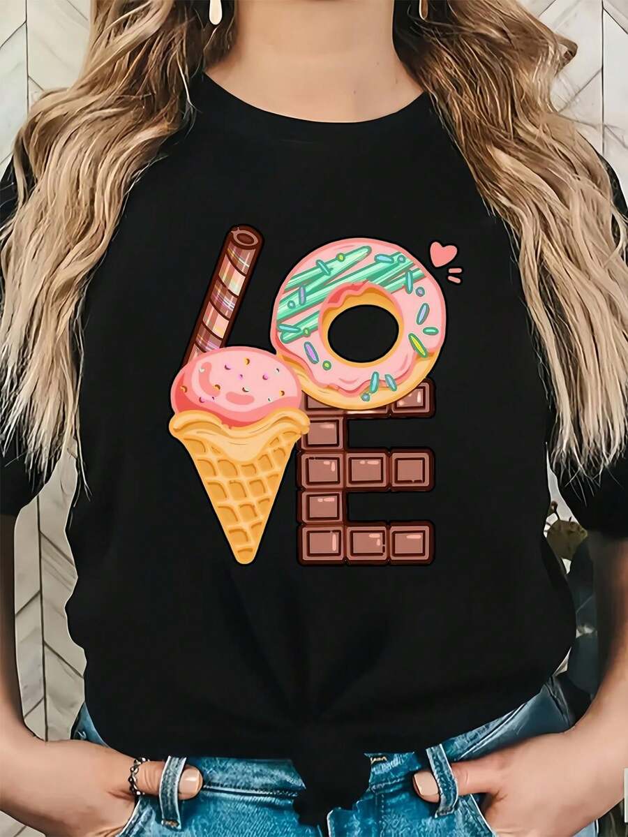 Dam-T-shirts - Svart - Visa 1