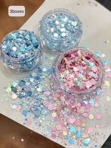 1/3 Box New Nail Art Sequins, Cat Eye, Butterfly Glitter Decorations, Super Shiny Nail Accessories, Handmade DIY Nail Materials, Exquisite Versatile Glitter Sequin Combo, Suitable For Nail Salons - Multicolor - View 8